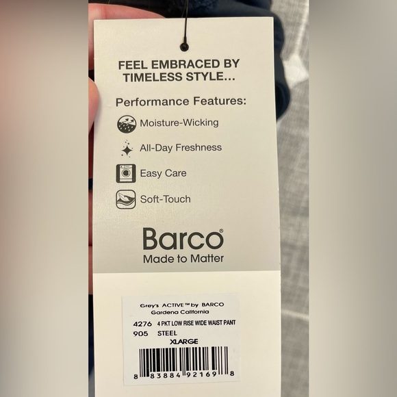 NEW Greys Anatomy 4 Pocket Yoga Knit Waist Scrub Pants in Steel Sz XL - Picture 7 of 10